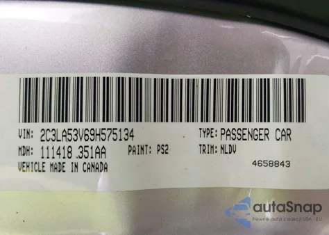 2009 Chrysler 300 Touring from USA, damaged, VIN 2C3LA53V69H575134